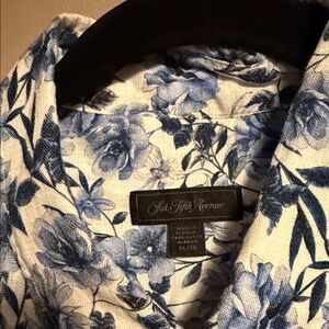 Saks Fifth Avenue Navy and White Floral Shirt